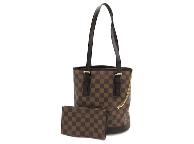 Louis Vuitton Damier Ebene Marais Bucket Bag with Pouch N42240 Brown Cloth  ref.870675 - Joli Closet