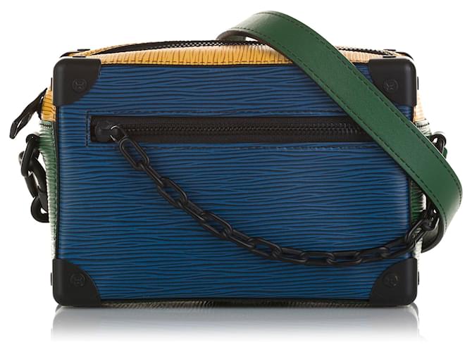 Messenger soft trunk leather bag Louis Vuitton Blue in Leather