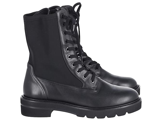Stuart Weitzman Ande Lift Combat Boots in Black Leather  ref.870954