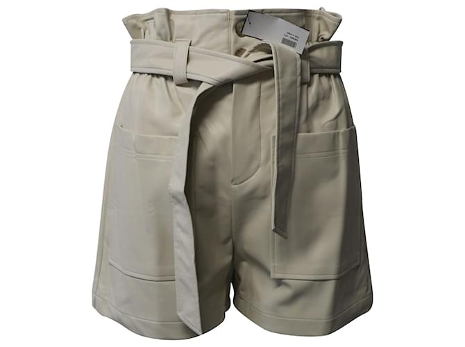 Autre Marque Frankie Shop Alex Paperbag Pantaloncini in poliuretano crema Bianco Crudo Plastica  ref.870956