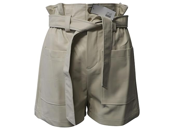 Autre Marque Frankie Shop Alex Paperbag Shorts aus cremefarbenem Polyurethan Weiß Roh Kunststoff  ref.870956