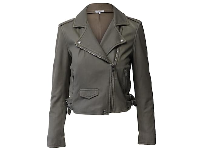 Iro Cropped Moto Jacket in Grey Lambskin Leather  ref.871004