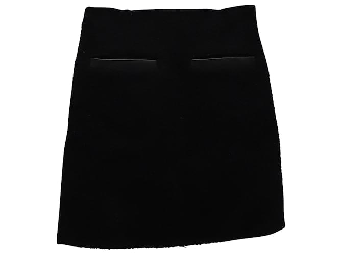 Theory Leather-Trimmed Mini Skirt in Black Wool  ref.871024