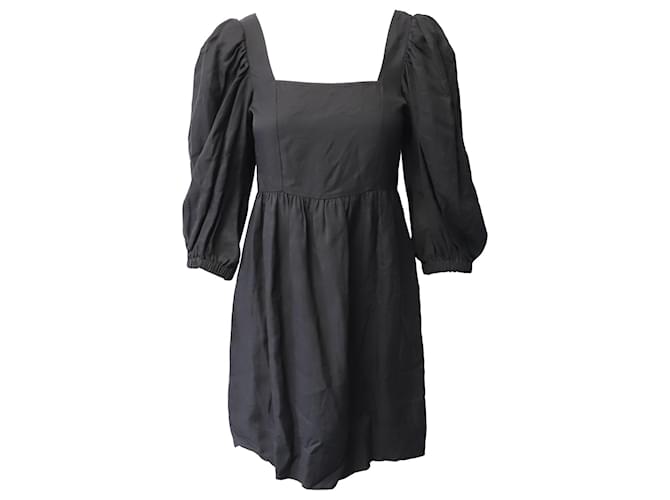 Ba&sh Puffed Sleeve Mini Dress in Black Viscose Cellulose fibre  ref.871031