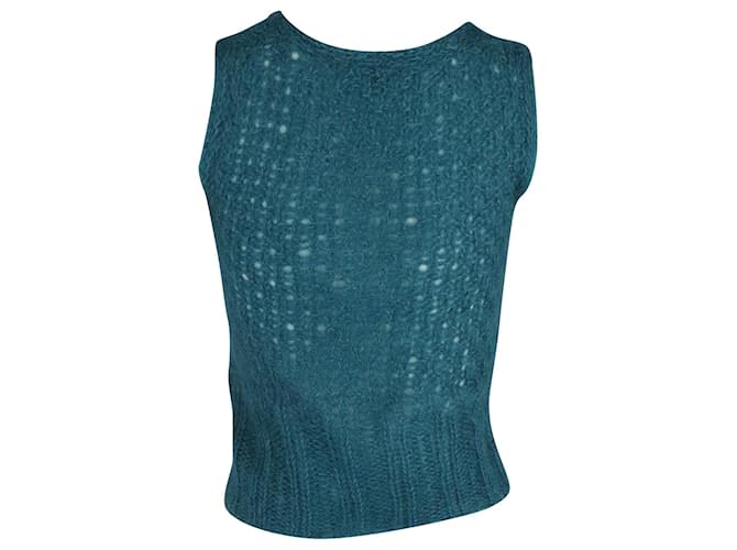 Gucci Sleeveless Knit Top  in Turquoise Wool Mohair  ref.871075