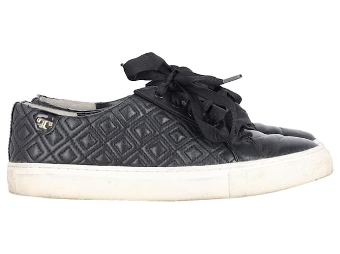 Tory Burch Marion Quilted Sneakers in Black Leather  ref.871081