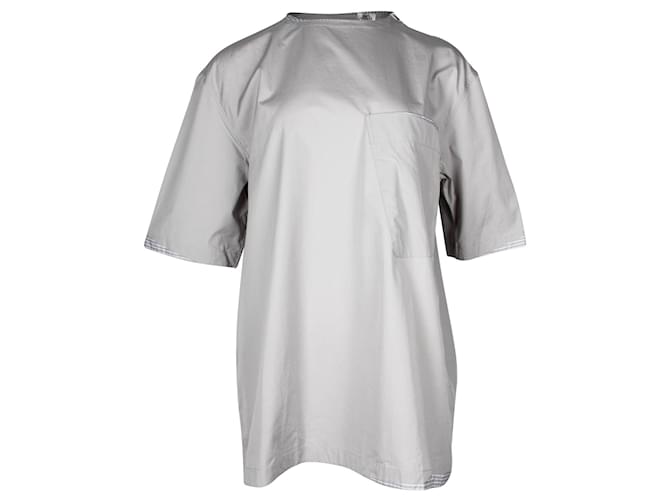 Hermès Hermes T-Shirt mit Reißverschlusstasche aus grauer Baumwolle  ref.871109