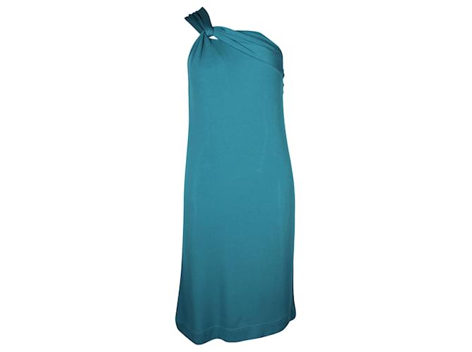 Schulterfreies, ärmelloses Kleid von Gucci in blaugrünem Acetat Zellulosefaser  ref.871110