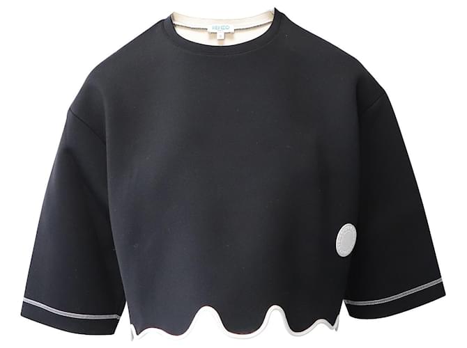 Kenzo Crop Top with Scallop Hem in Black Polyester  ref.871113