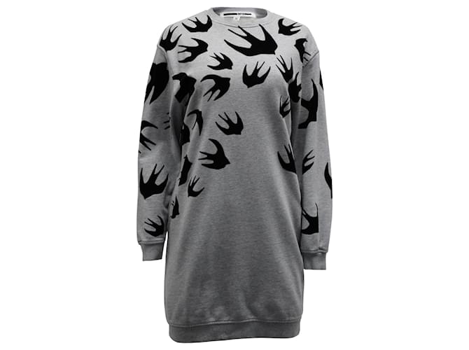 Alexander Mcqueen MCQ Swallow Swarm Sweater Dress in Grey Wool Cotton  ref.871117