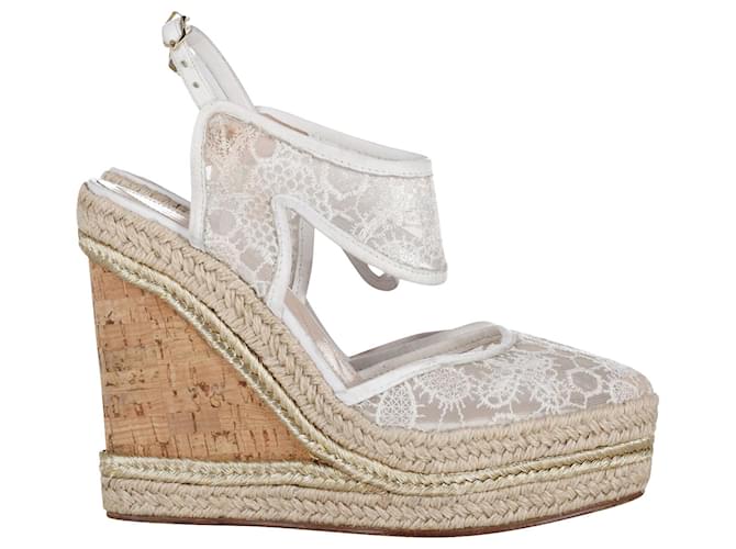 Nicholas Kirkwood High Heel Lace Wedges in Cream Synthetic White  ref.871126