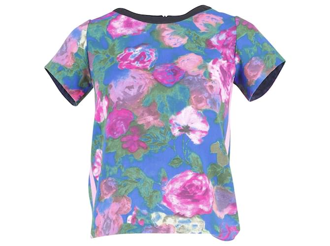 Sandro Paris Cut-Out T-Shirt in Floral Print Polyester  ref.871130