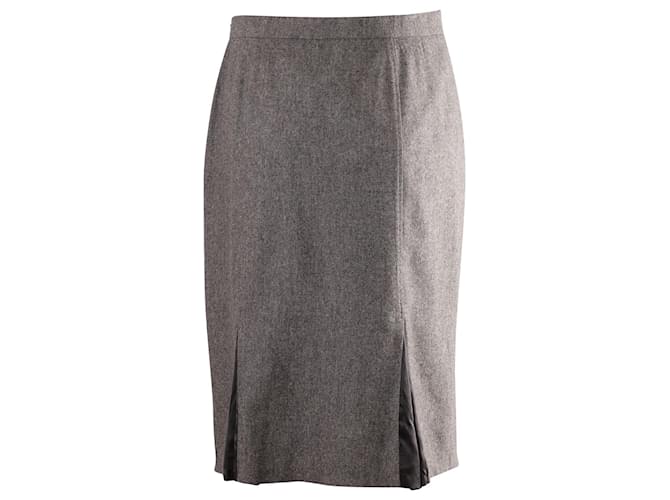 Max Mara Midi Pencil Skirt in Light Grey Laine Wool  ref.871140