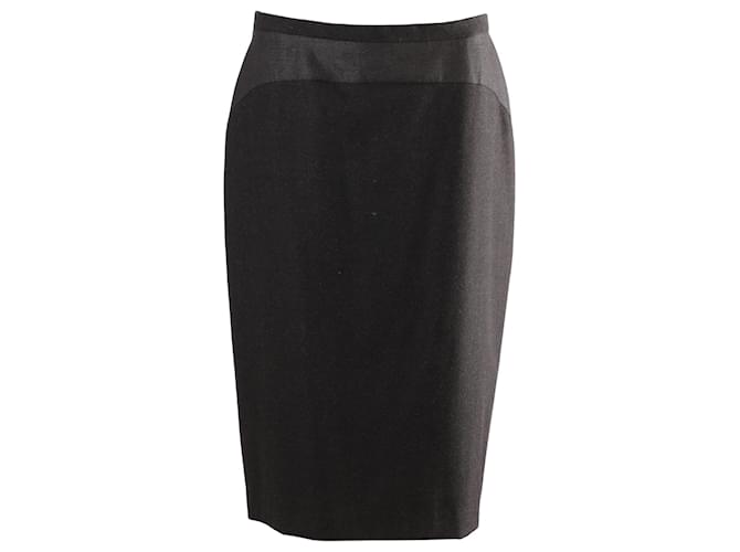 Falda midi de traje de corte lápiz en lana negra de Max Mara Negro  ref.871144