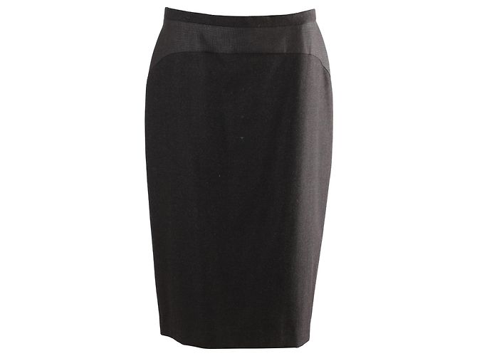 Saia Max Mara Midi Corte Lápis em Lã Preta Preto