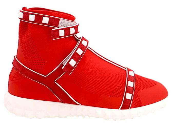 Sneakers Valentino Garavani Rockstud Bodytech in poliammide rossa Rosso Nylon  ref.871146