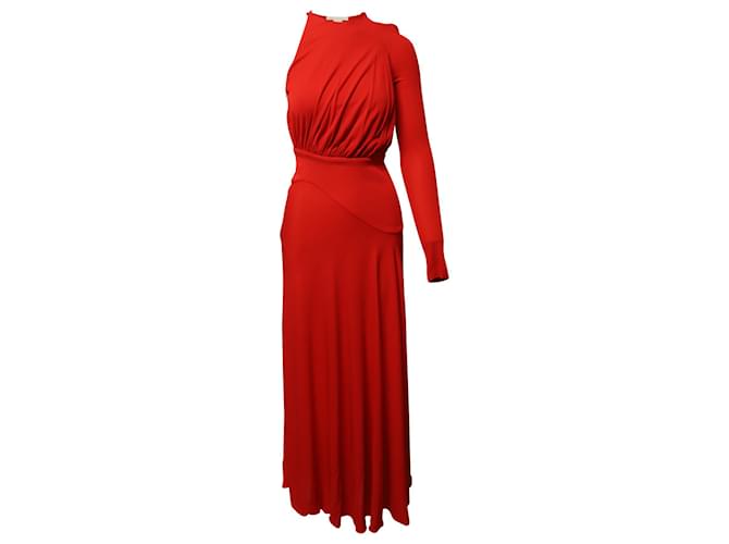 Autre Marque Antonio Berardi One-Shoulder Gathered Gown in Red Rayon Cellulose fibre  ref.871147