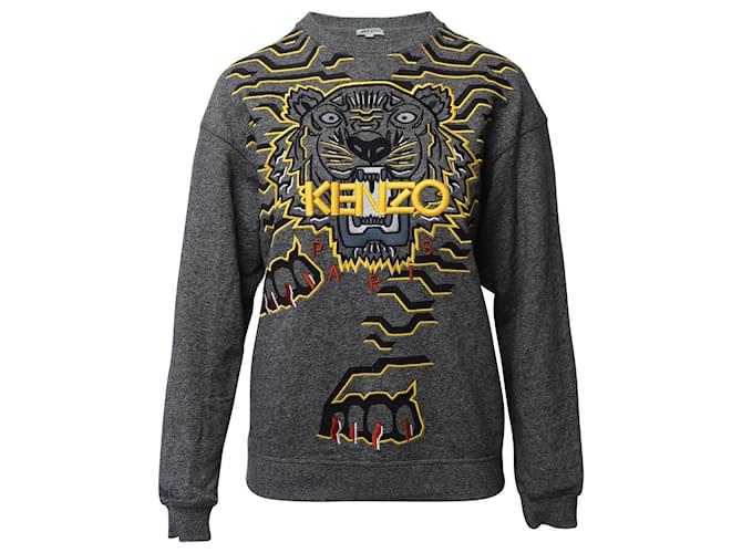  Kenzo Geo Tiger Sweatshirt in Grey Cotton  ref.871164