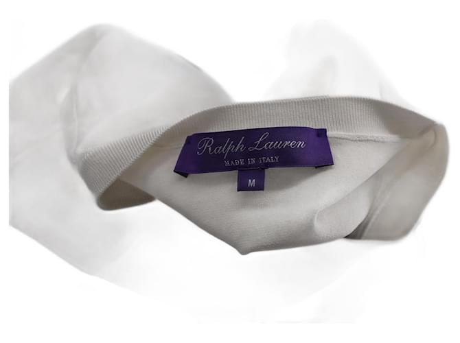 Autre Marque Ralph Lauren Purple Label Striped T-Shirt in White Viscose Cellulose fibre  ref.871172