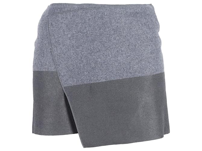 Vanessa Bruno Mini-jupe effet portefeuille en laine grise  ref.871177