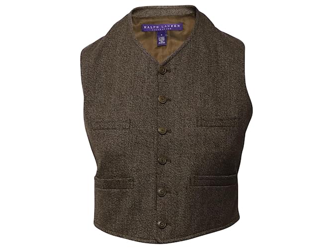 Ralph Lauren Collection Buttoned Vest in Brown Wool  ref.871184
