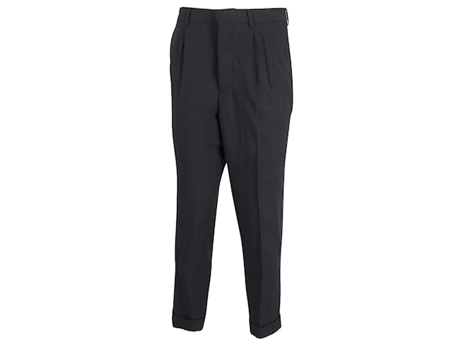 Ami Paris Pantalon ajusté à ourlet resserré en polyester noir  ref.871191