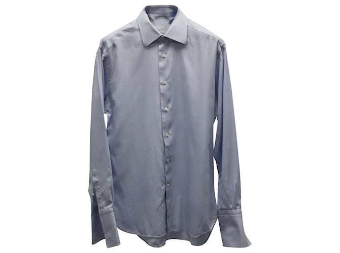 Ermenegildo Zegna Camisa con botones de ajuste cómodo en algodón azul claro  ref.871201