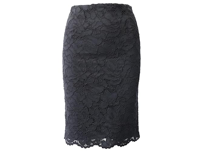 Sandro Paris Midi Pencil Skirt in Black Lace Cotton  ref.871251