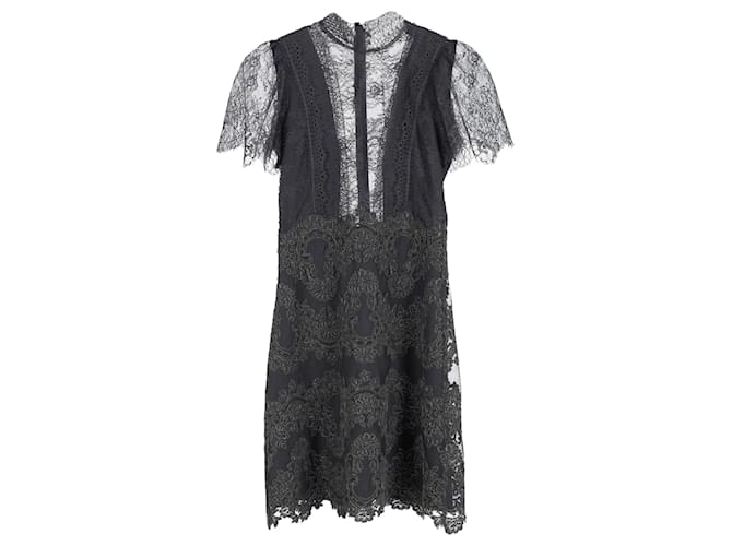 Sandro Paris Poetry Lace Dress in Black Polyester  ref.871264