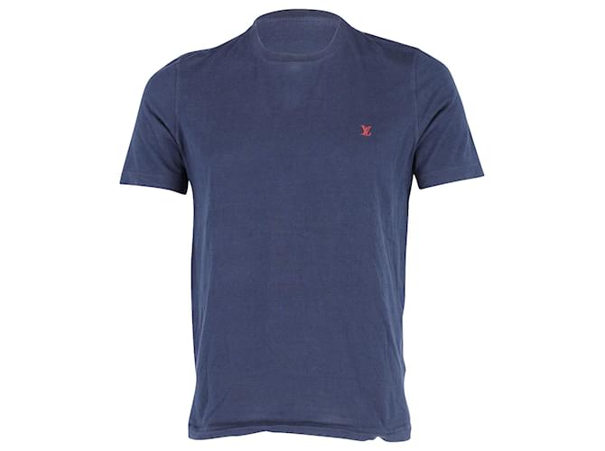 T-shirt girocollo Louis Vuitton in cotone blu navy  ref.871266