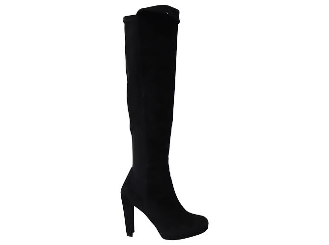 Stuart Weitzman Bottes Hautes Hiline en Daim Noir