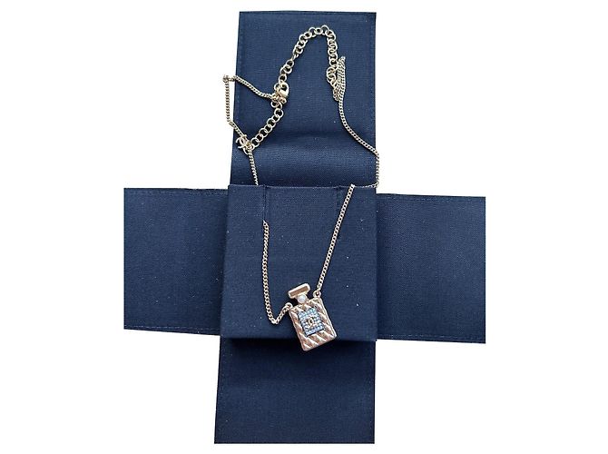 Collier Flacon de Parfum Chanel Doré Bijouterie dorée