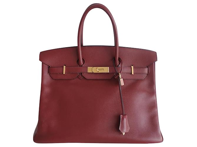 Hermès HERMES BIRKIN BAG 35 Bordeaux Dark red Leather ref.871674 - Joli  Closet