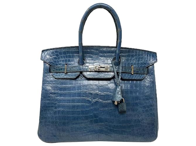 Birkin Hermès Handtaschen Blau Exotisches Leder  ref.871949