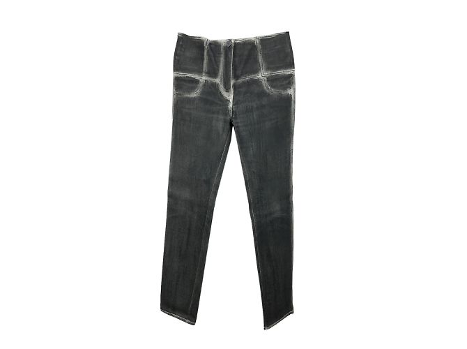 Chanel Calça jeans cinza desbotada com tamanho de zíper 38 fr