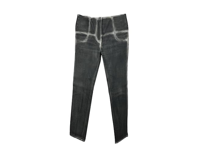 Chanel Pantalon en jean gris délavé avec fermeture éclair Taille 38 fr  ref.871986