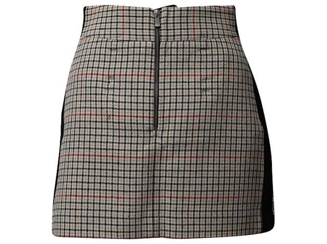 Maje Check Mini Skirt with Black Side Seam Panel in Beige Cotton  ref.872463