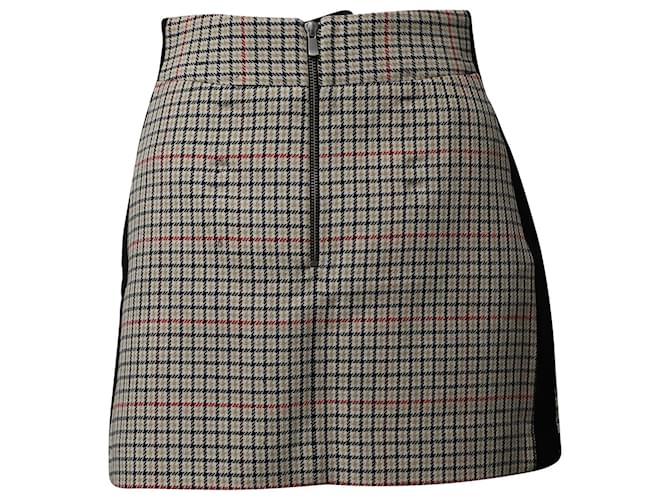 Maje Check Mini Skirt with Black Side Seam Panel in Beige Cotton  ref.872464