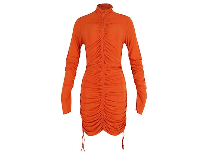 A.L.C Nolan Ruched Dress in Orange Viscose  Cellulose fibre  ref.872477