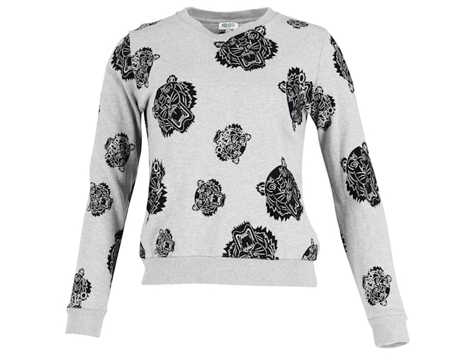 Kenzo Tiger Print Sweatshirt in Grey Cotton  ref.872482