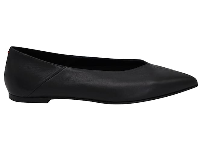Aeyde Moa Point Toe Ballerina Flats in Black Calfskin Leather Pony-style calfskin  ref.872484