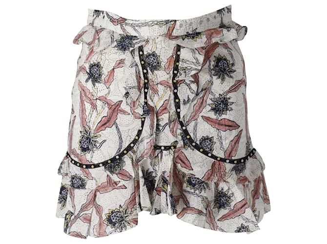 Isabel Marant Floral Patterned Print Skirt in Cream Cotton White  ref.872487