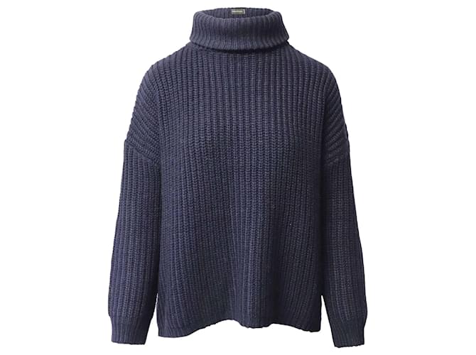 Zadig & Voltaire suéter de tricô com gola alta em acrílico azul marinho  ref.872493