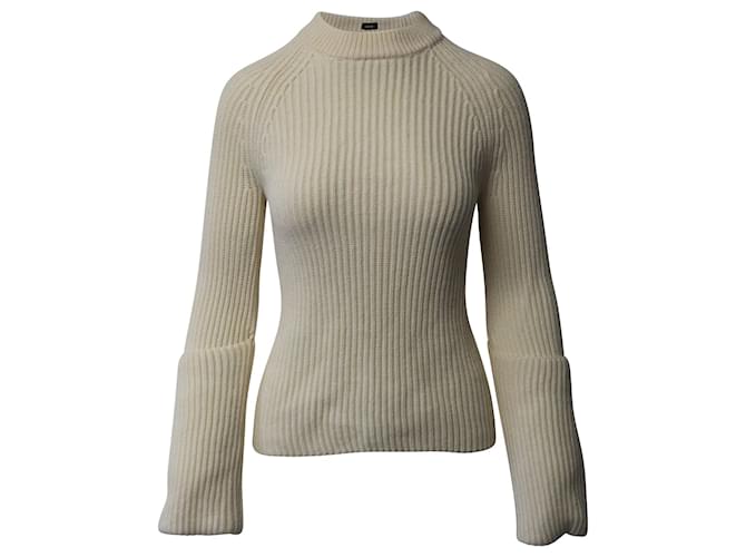 Joseph Cardigan Stitch High Neck Sweater in Cream Wool White  ref.872494