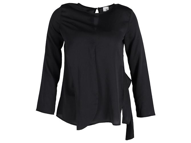 Iris & Ink Langarmbluse aus schwarzem Polyester