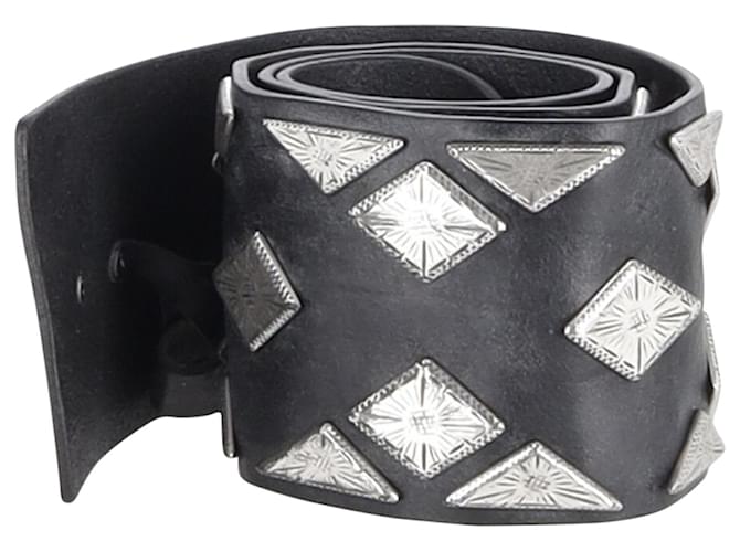 Isabel Marant Embellished Wide Belt in Black Leather  ref.872497