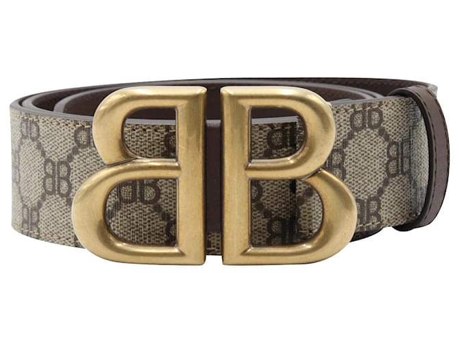 Cinturón con monograma Hacker BB de Balenciaga en lona revestida en beige Lienzo  ref.872511