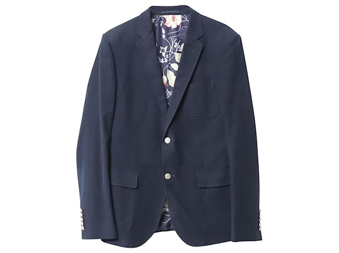 Gucci Single Breasted Blazer in Navy Blue Cotton  ref.872520
