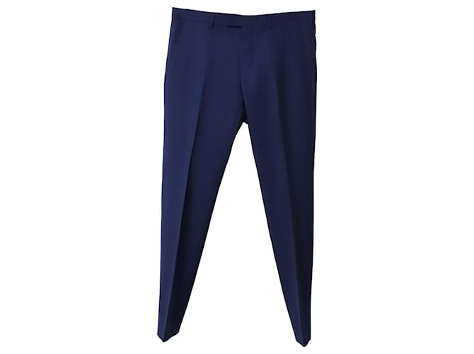 Pantalones Gucci Regular Fit en Lana Azul Marino y Mohair  ref.872523