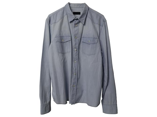Prada Buttondown-Hemd aus himmelblauem, leichtem Polyester Hellblau  ref.872530
